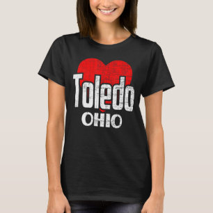 Camiseta Eu Amo Toledo Ohio Retro Big Heart Toledo Férias