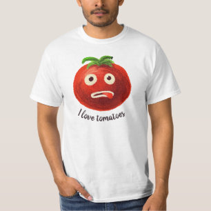 Camiseta Eu Amo Tomates Kawaii Culinária