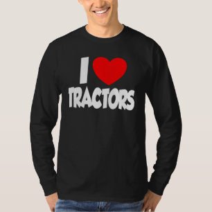Camiseta Eu Amo Tratores Cardíacos Fazendas Meninos Mulhere