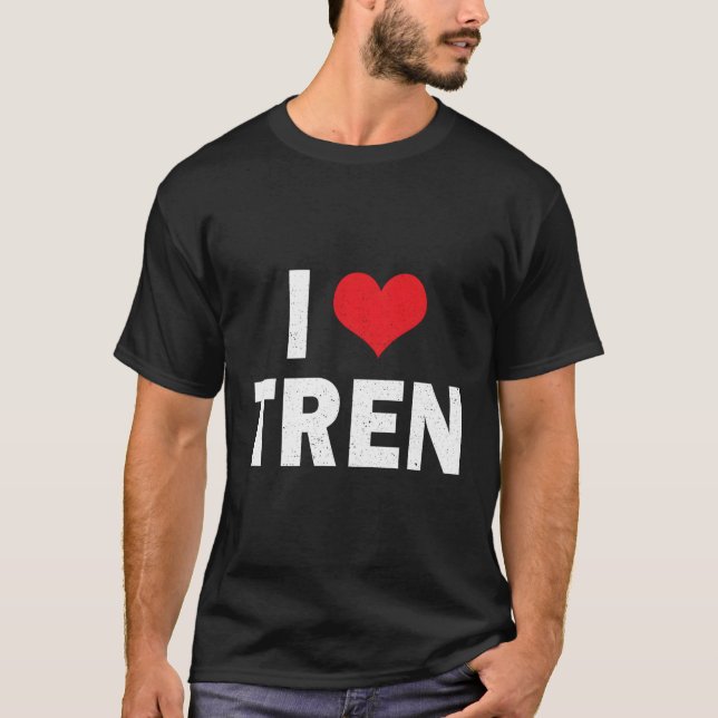 Camiseta Eu Amo Tren Bodybuilder I Ele Tren Workout (Frente)