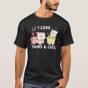 Camiseta Eu Amo Trens E Gatos Treinar Com Gatos Gatinhos Fo