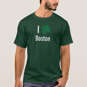Camiseta Eu amo (trevo) o Dia de São Patrício de Boston