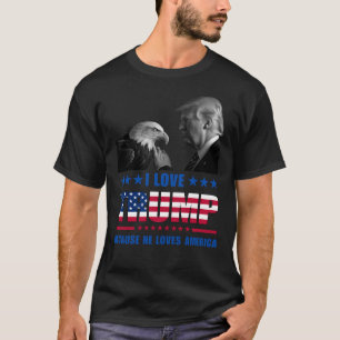 Camiseta Eu Amo Trump e Águia Careca América