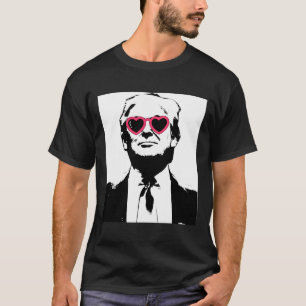 Camiseta Eu Amo Trump Óculos De Sol Coração Rosa Punk Rock