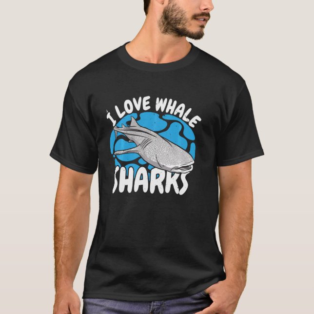 Camiseta Eu Amo Tubarões De Baleia Vigiando Marinho Animal  (Frente)