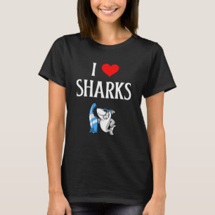 Camiseta Eu Amo Tubarões Eu Adoro Tubarões Pesca Tubarão