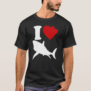 Camiseta Eu Amo Tubarões Vermelhos Coração Engraçado Tubarõ
