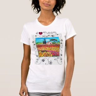 CAMISETA EU AMO TUSCÂNCIA, FLORES E CAMPOS DE PAPEL