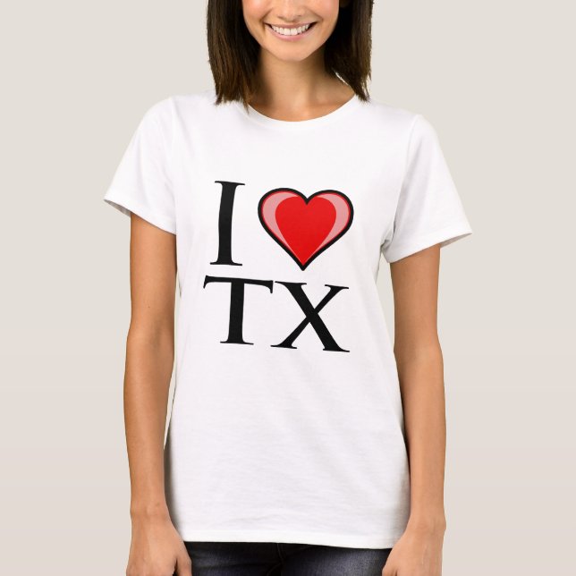 Camiseta Eu amo TX - Texas (Frente)