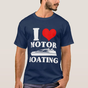 Camiseta Eu Amo Um Barco Engraçado Com O Motor Barco