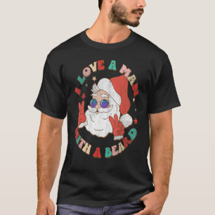 Camiseta Eu Amo Um Homem Com Uma Barba Papai Noel De Natal