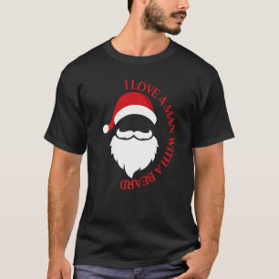 Camiseta Eu Amo Um Homem Com Uma Barba Papai Noel Retro Chr