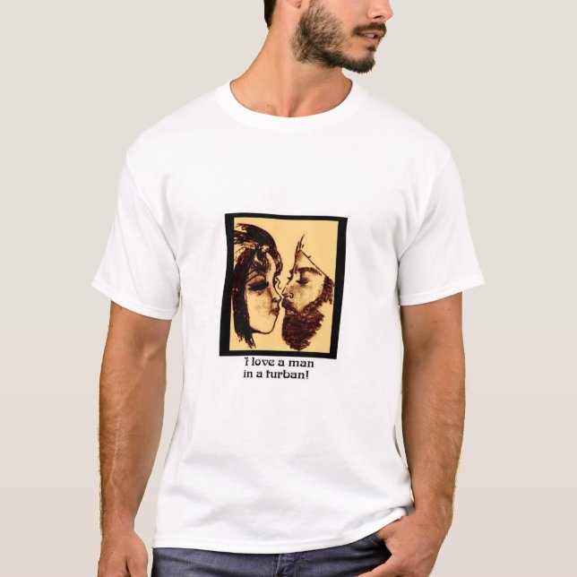 Camiseta Eu amo um homem em um turbante (Frente)