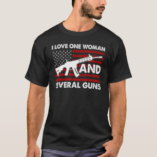 Camiseta Eu amo uma mulher e vários Pais de armas vovô Vete