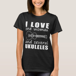 Camiseta Eu amo uma mulher e vários ukuleles