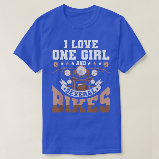 Camiseta Eu Amo Uma Rapariga E Vários Bikers - Engraçado Bi (Frente do Design)
