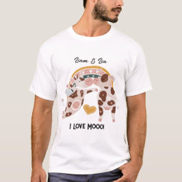Camiseta Eu Amo Uma Vaca Mooo Bonita Personalizada Dando-Lh