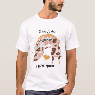 Camiseta Eu Amo Uma Vaca Mooo Bonita Personalizada Dando-Lh