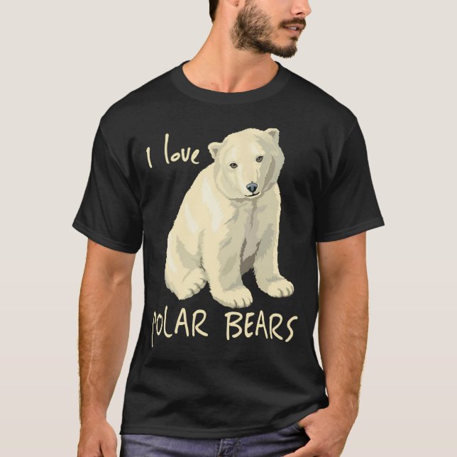 Camiseta Eu Amo Urso Ártico Polar Bears (Frente)