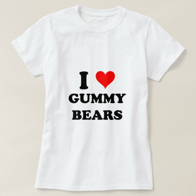 Camiseta Eu amo ursos gomosos (Frente do Design)
