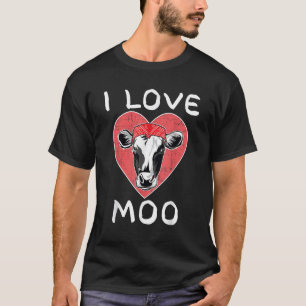 Camiseta Eu Amo Vaca Moo Com Dia Dos Namorados De Lenço
