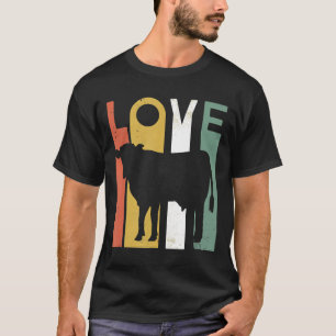 Camiseta Eu Amo Vacas Angustiado Vintage Fazenda de Vacas A