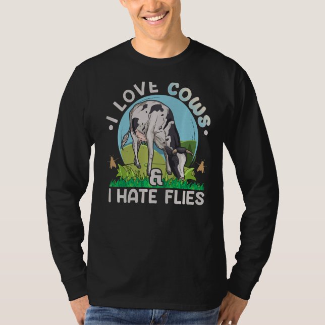 Camiseta Eu amo vacas e odeio moscas... (Frente)