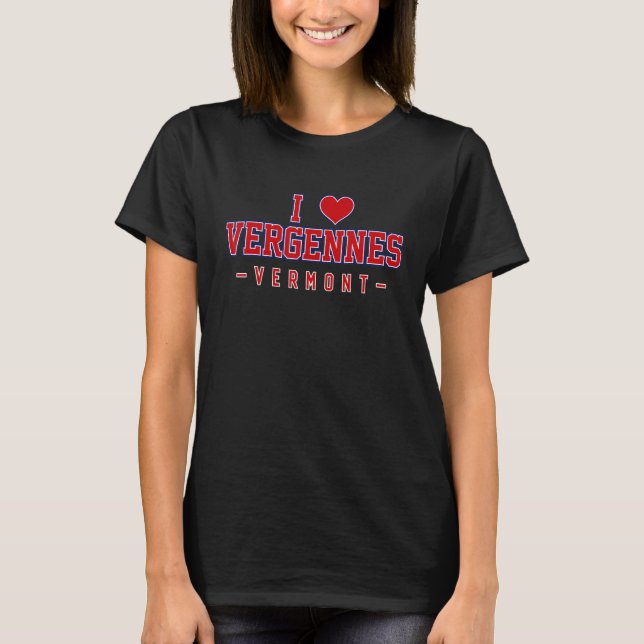 Camiseta Eu Amo Vergennes Vermont (Frente)