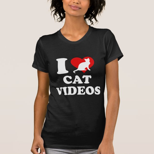 Camiseta Eu Amo Vídeos De Gatos (Frente)
