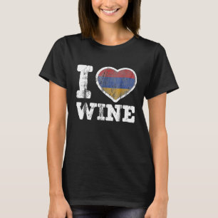 Camiseta Eu amo vinho armênio Armênia Sinalizador do coraçã