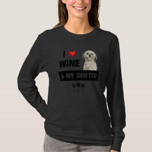 Camiseta Eu Amo Vinho E Minha Shih Tzu Mãe Pai Dono Do Cão