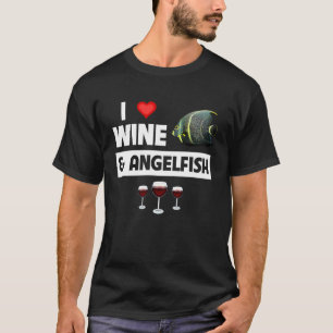 Camiseta Eu Amo Vinho e Peixes Ciclídeos Tropicais Peixes A
