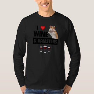 Camiseta Eu Amo Vinho e Roda de Gaiola de Hamsters Animado