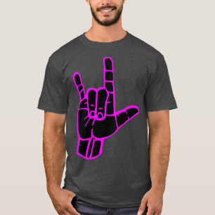 Camiseta EU AMO VOCÊ assinar preto mão rosa esboço Sinal la