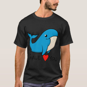 Camiseta Eu amo você baleia, ilustração em estilo de desenh