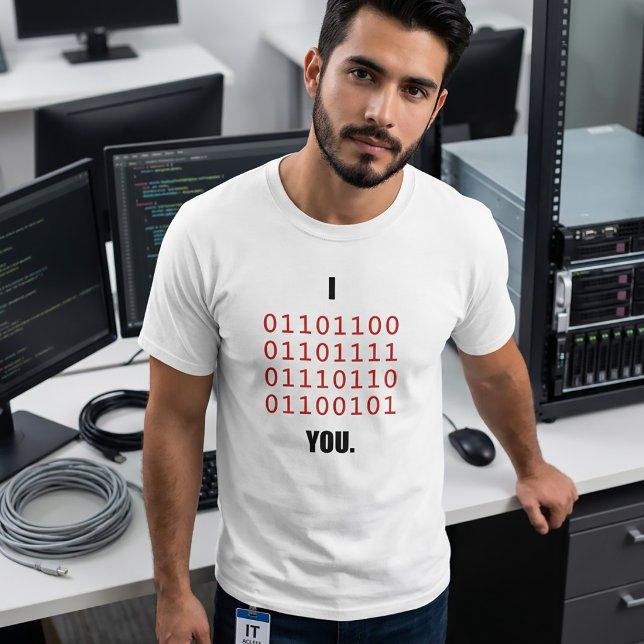 Camiseta Eu Amo Você em Código Binário Programador Full Sta (Criador carregado)