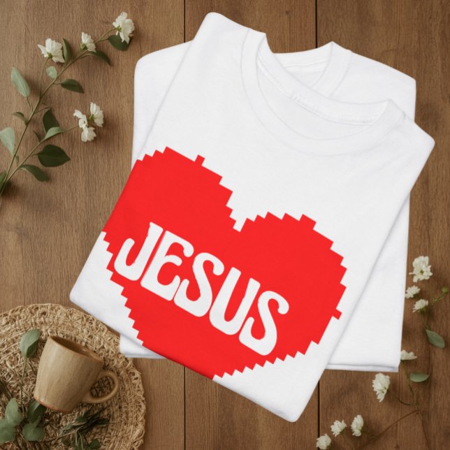 Camiseta Eu amo você Jesus arte pixel (Criador carregado)