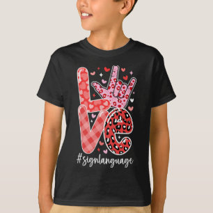 Camiseta Eu Amo Você Linguagem de Sinais Asl Dia dos Namora
