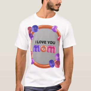Camiseta Eu Amo Você Mamãe - Design de Tipografia 3D de Cor