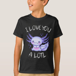 Camiseta Eu amo você muito Axolote apaixonado Prin Falso Ca