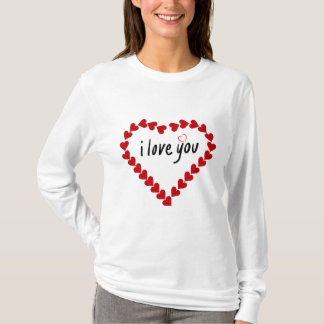 Camiseta Eu Amo Você Padrão Coração Vermelho Estético Român