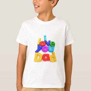 Camiseta Eu Amo Você Papai Letra 3D Colorida
