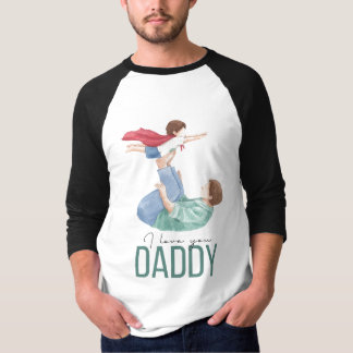 Camiseta Eu Amo Você Papai Super-herói Pai e Filho Raglan