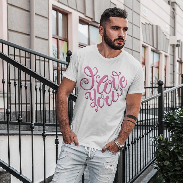 Camiseta Eu Amo Você Rosa (Criador carregado)
