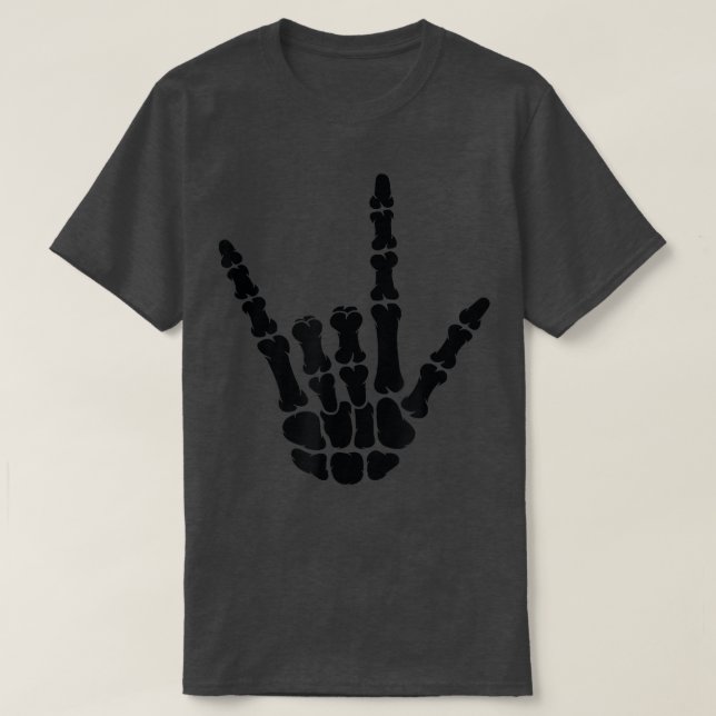 Camiseta Eu Amo Você Sinal Americano Skeleton Han (Frente do Design)