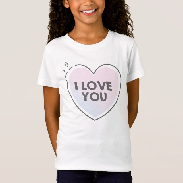 Camiseta Eu amo você texto em coração doce (Frente)