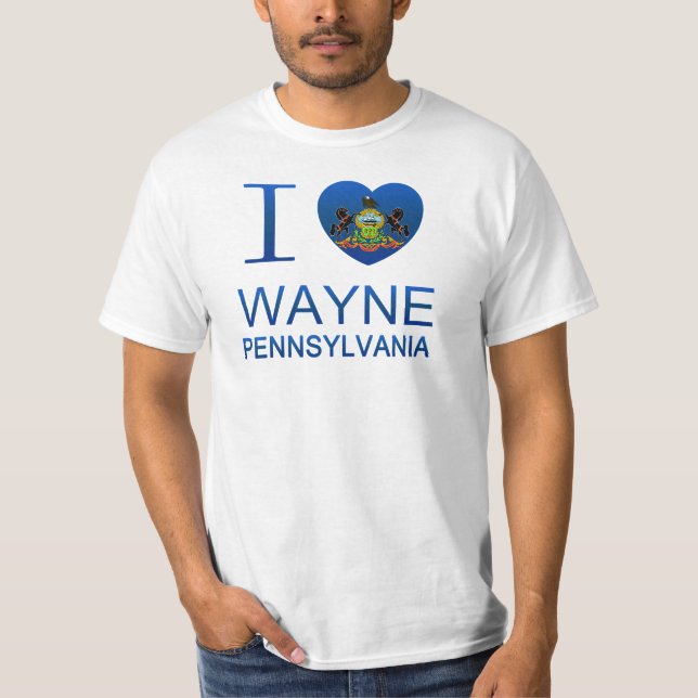 Camiseta Eu amo Wayne, PA (Frente)