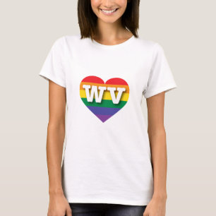 Camiseta Eu amo West Virginia Rainbow Heart