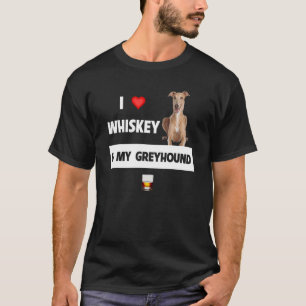 Camiseta Eu Amo Whiskey E Meu Greyhound Mãe Pai Dog Drinki