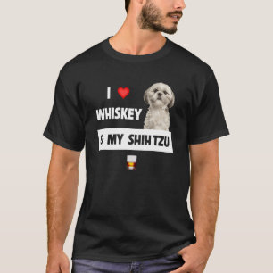 Camiseta Eu Amo Whiskey E Meu Shih Tzu Mãe Pai Drinki